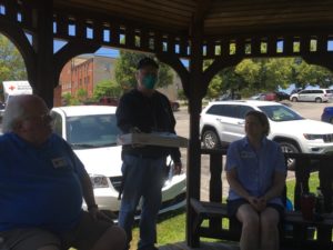 2020 - May Darrell (Ki4lla) Sharing donuts to Tami, Floyd & Terri - ARES Event 1